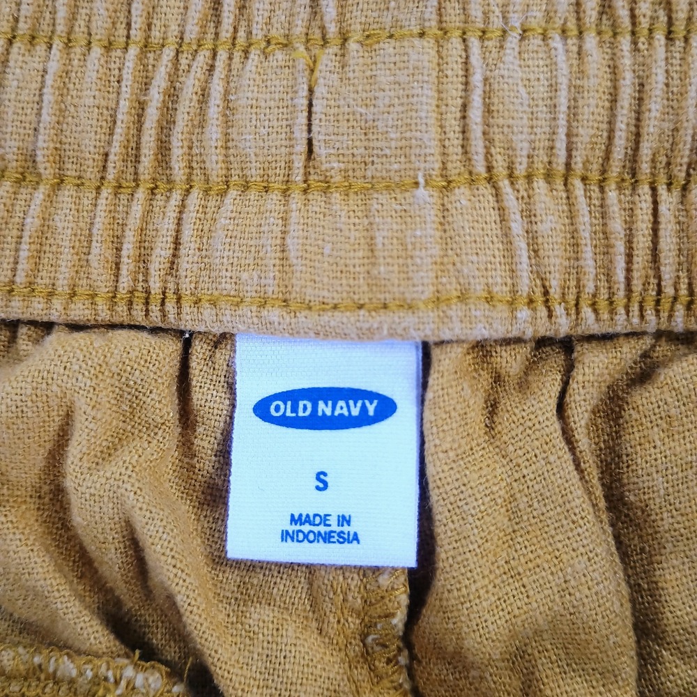 Old Navy Womens Linen Blend Shorts Mustard Yellow Small Drawstring Pocket - Picture 8 of 13